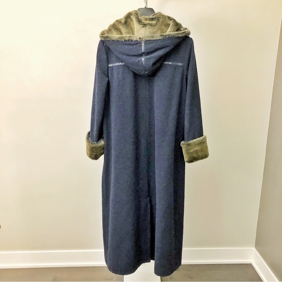 Vintage Cashmere Wool Oversized Fuax Fux Winter Long Pea Coat Maxi Jacket. Large - Picture 2 of 16
